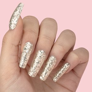 Gel Nail Polish No 076 White Gold Sequin Glitter Paige 10ml - Christian Artesio