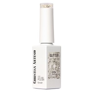 Gel Nail Polish No 076 White Gold Sequin Glitter Paige 10ml - Christian Artesio