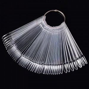 Nail Art Display Sticks Oval Shape Clear – 50pcs Nail Tips for Practice and Colour Display