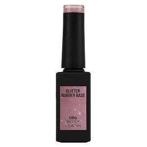 UV/Led Gel Nagellack Rubber Base Rosy Flash No 086 Rosa Glitter 10ml