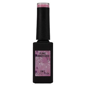 Nail Gel Polish Rubber Base Glitz Pink No 087 Pink Flakes 10ml