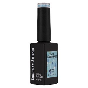 Ημιμόνιμο Βερνίκι Rubber Base Sky Glitter No 090 Απαλό Τιρκουάζ Παγιέτα Flakes 10ml