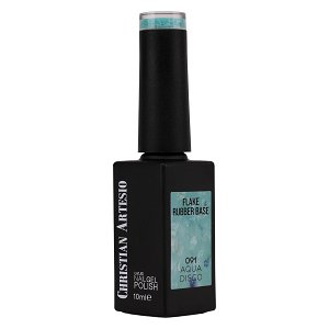 UV/Led Gel Nagellack Rubber Base Aqua Disco No 091 Hellgrun Flakes 10ml