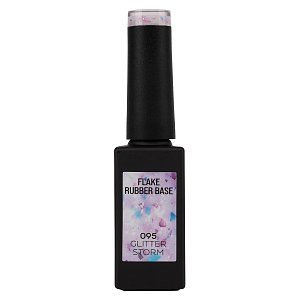 Nail Gel Polish Rubber Base Glitter Storm No 095 Milky Sequin Flakes 10ml
