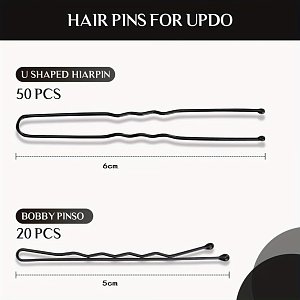 Hair Sponge Padding with 70 Hairpins for Volume & Updos – Black 50.8cm