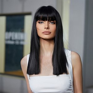 Synthetic Hair Wig Black Short Straight with Fringe