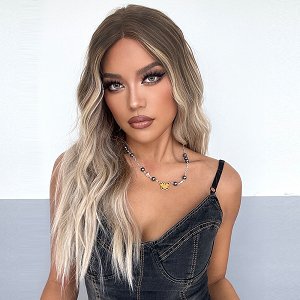 Synthetic Hair Wig Blonde Platinum Ombre Long
