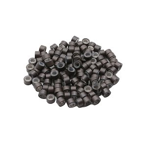 Micro Rings with Silicone Dark Brown 100pcs