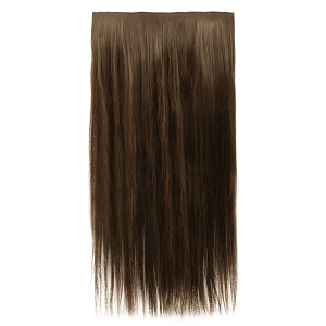Hair Weft with Clip 60cm, 185g, HD Fiber Media Brown #9