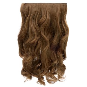 Hair Weft Synthetic HD Wavy with Clip 55cm 185g Golden Brown #6