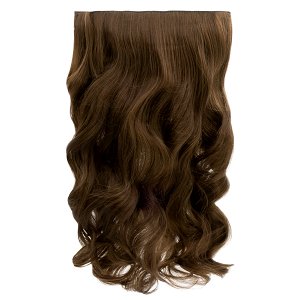 Hair Weft Synthetic HD Wavy with Clip 55cm 185g Lightest Brown #7