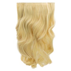 Hair Weft Synthetic HD Wavy with Clip 55cm 185g Blonde Bombshell #8