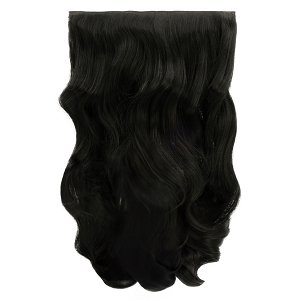 Hair Weft Synthetic HD Wavy with Clip 55cm 185g Black #12