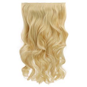 Hair Weft Synthetic HD Wavy with Clip 55cm 185g Very Light Pastel Blonde #4