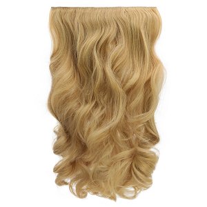 Hair Weft Synthetic HD Wavy with Clip 55cm 185g Cream Caramel #5