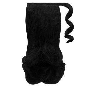 Haarteil Zopf Clip in gewellt, 50cm, 85g, BLACK #12