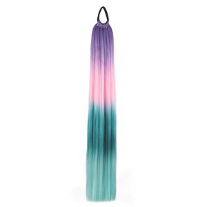 Haarverlangerung fur Zopf oder Glatt 65cm Lila, Rosa & Blau