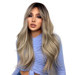 Synthetic Hair Wig Blonde Ombre Long Curly