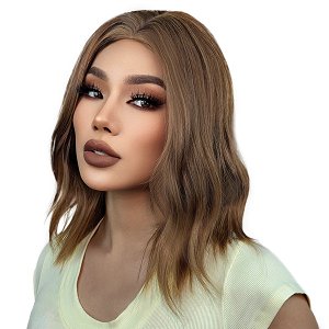 Synthetic Hair Wig Blonde Dark Frame Long Curly