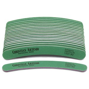 Professional Nail File Banana Green 100/180 set of 20pcs