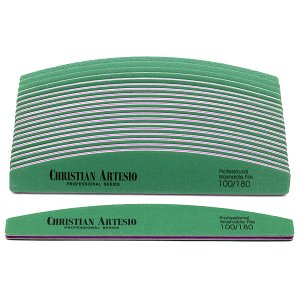 Professional Nail File Green Crescent 100/180 set of 20pcs