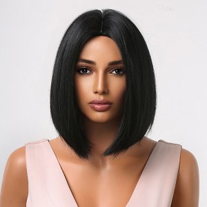 Synthetic Hair Wig Black Short Straight