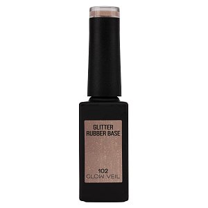 Nail Gel Polish Rubber Base Glow Veil No 102 Nude Glitter 10ml