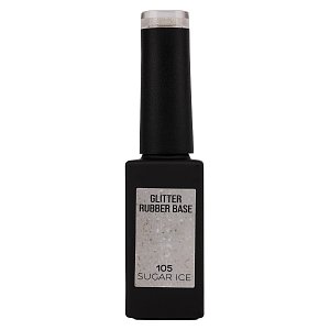 Ημιμόνιμο Βερνίκι Rubber Base Sugar Ice No 105 Ημιδιάφανο Λευκό Glitter 10ml