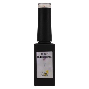Nail Gel Polish Rubber Base Vain No 106 Pastel Yellow Sequin Flakes 10ml