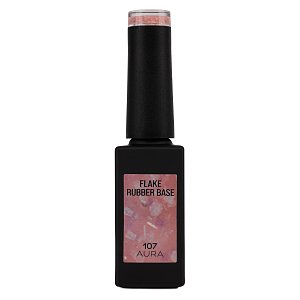 Nail Gel Polish Rubber Base Aura No 107 Pink Flakes 10ml