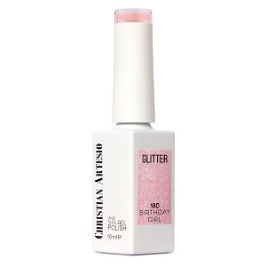 Nail Gel Polish Birthday Girl No 180 Pink Glitter 10ml