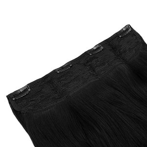 Hair Weft with Clip 60cm, 185g, HD Fiber Black #12