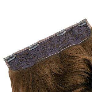 Hair Weft Synthetic HD Wavy with Clip 55cm 185g Golden Brown #6