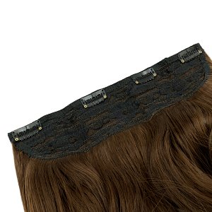 Hair Weft Synthetic HD Wavy with Clip 55cm 185g Lightest Brown #7