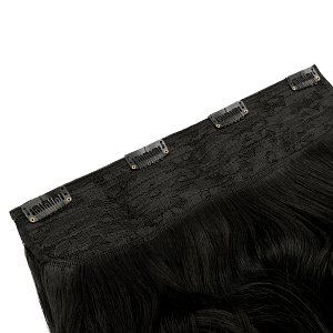 Hair Weft Synthetic HD Wavy with Clip 55cm 185g Black #12