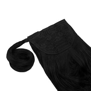Haarteil Zopf Clip in gewellt, 50cm, 85g, BLACK #12