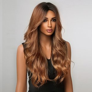 Synthetic Hair Wig Synthetic Bronze Long