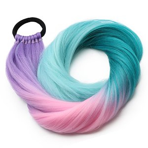 Haarverlangerung fur Zopf oder Glatt 65cm Lila, Rosa & Blau