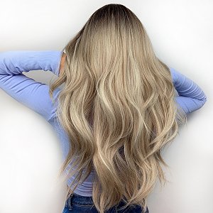 Synthetic Hair Wig Blonde Ombre Long Curly