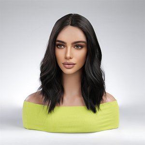 Synthetic Hair Wig Black Short Wave