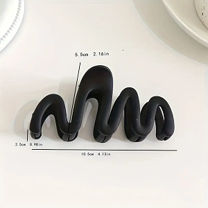 Grosse Haarklammer Schwarz 10,5 cm – Mattes Finish, Modernes Minimal Design, Fur dickes & feines Haar