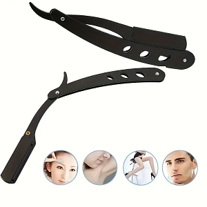 Professional Folding Barber Razor Black – Stainless Steel & Durable