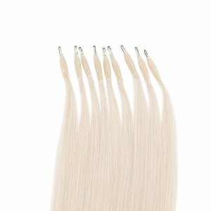 Nano Ring Hair Extensions Natural Hair #SILVER Blonde 50cm 10pcs