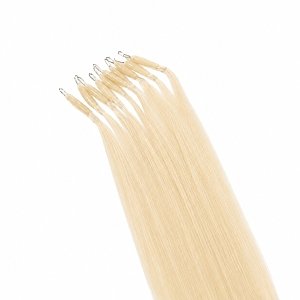 Nano Ring Hair Extensions Natural Hair #60A Light Blonde 50cm 10pcs