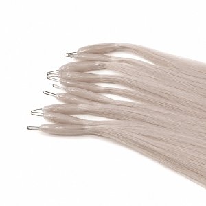 Nano Ring Hair Extensions Natural Hair #GREY 50cm 10pcs