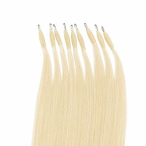 Nano Ring Hair Extensions Natural Hair #60B Light Blonde 50cm 10pcs