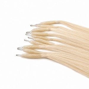Nano Ring Hair Extensions Natural Hair #1001 Light Blonde 50cm 10pcs