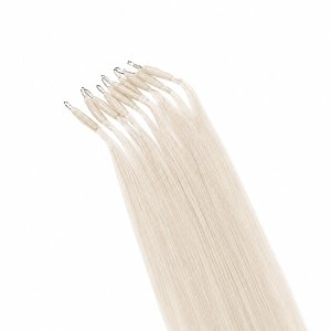 Nano Ring Hair Extensions Natural Hair #SILVER Blonde 50cm 10pcs