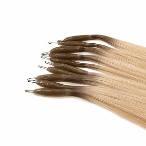 Nano Ring Hair Extensions Natural Hair #AB Blonde Ombre 50cm 10pcs