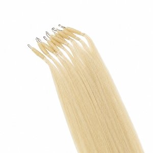 Nano Ring Hair Extensions Natural Hair #60B Light Blonde 50cm 10pcs